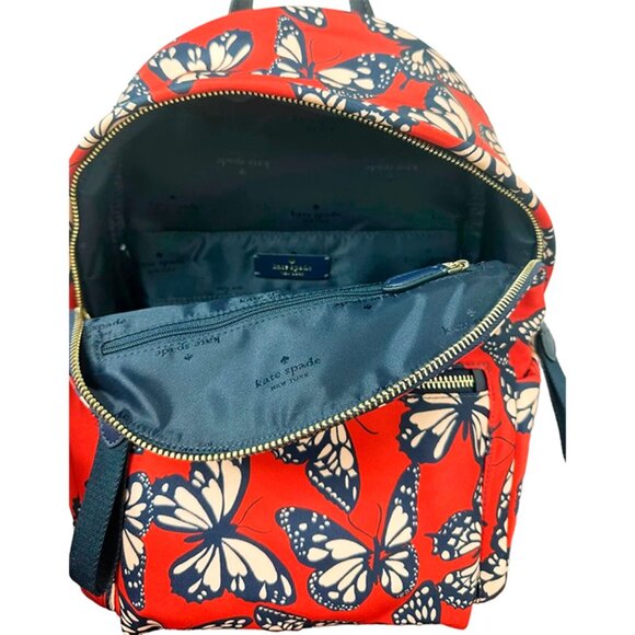 G Kate Spade Chelsea Nylon Medium Backpack Red Navy Butterflies KB591 NWT $299 main image 4